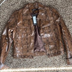 Nasty Gal cropped faux Snake skin Jacket